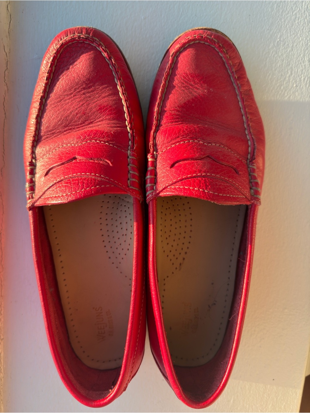 GH Bass Red Leather Loafers